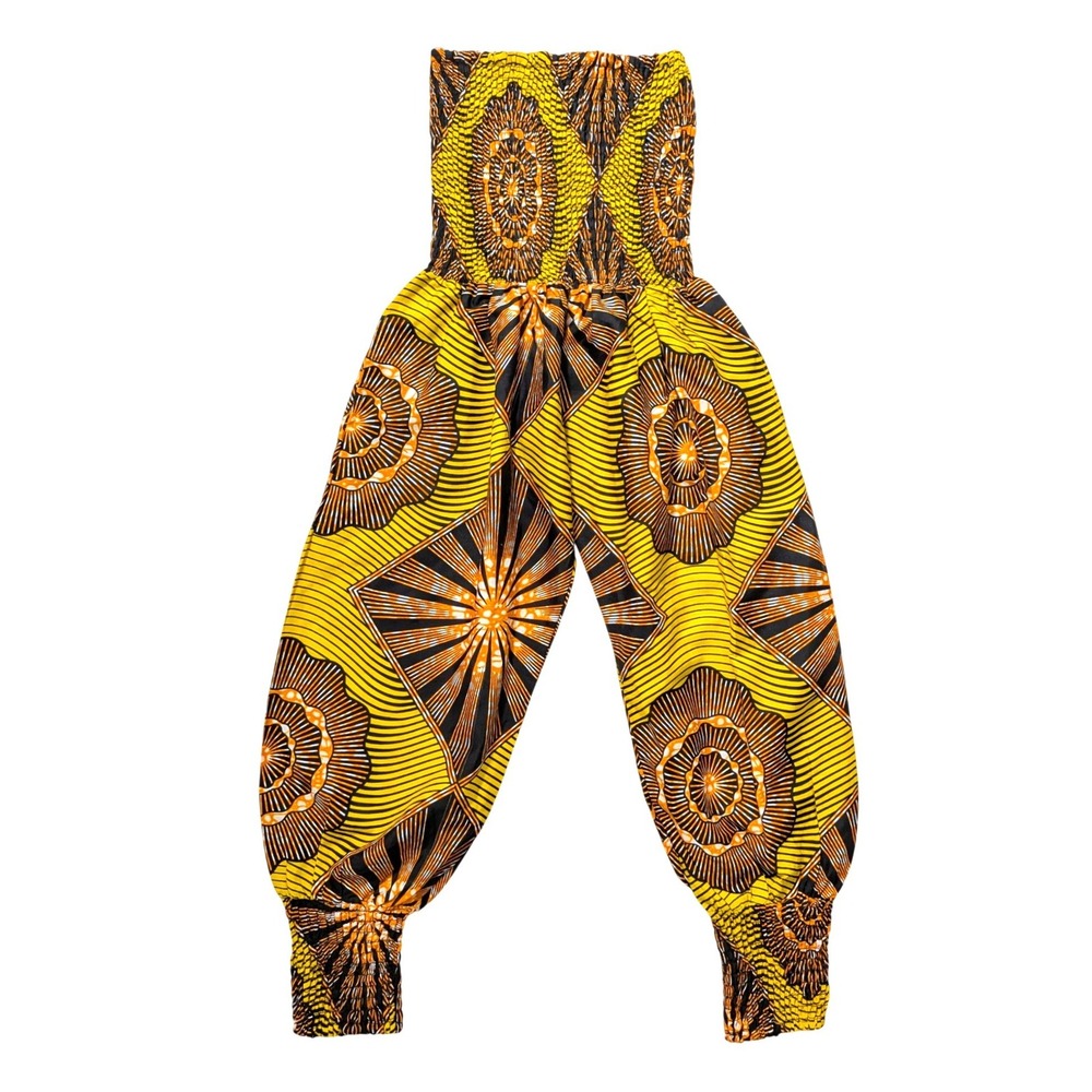 P. K. Garments Harem Pants Boho Smocked Geometric Cotton Blend One Size OS / S